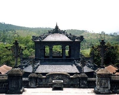 Looking out from Khai Dinh Masoleum, Hue, Vietnam.