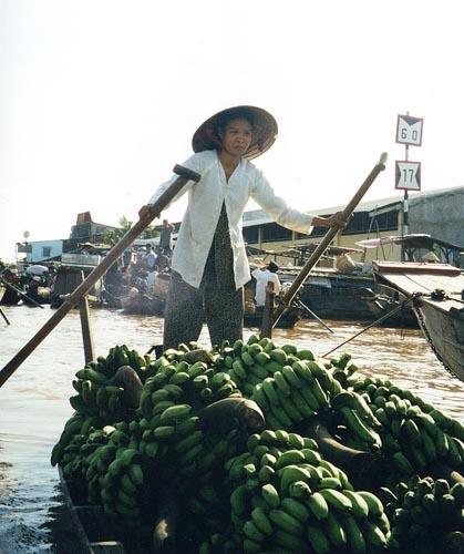 Bananas for sale, Cai Rang market near Can Tho, Mekong Delta, Vietnam.