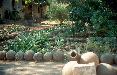 Cannonball garden, at the old Portuguese Fort. Diu Island, Gujarat, India.