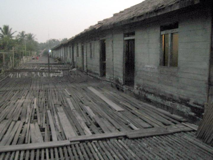 the terrace of the longhouse of the Dayak tribe