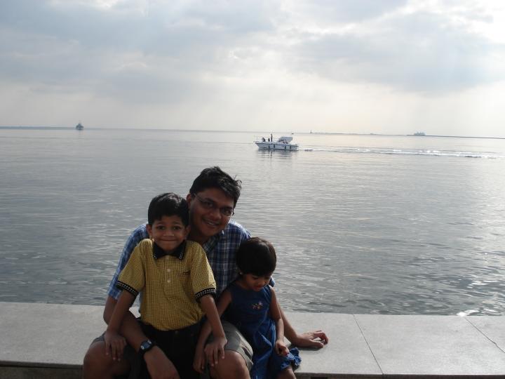 My hubby and kids at Baywalk