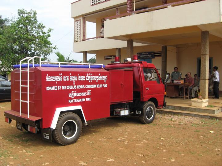 The fire truck at the station in Ban Lung, Ratanakiri Province, Cambodia for the ceremony Nov. 9, 2007.