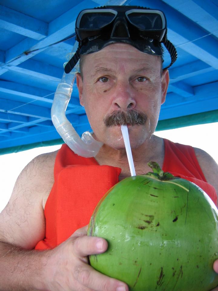 We bought coconut juice to enjoy after our snorkeling adventure. 