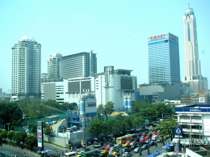 Skyscrapers along Ratchadamri Road in Bangkok