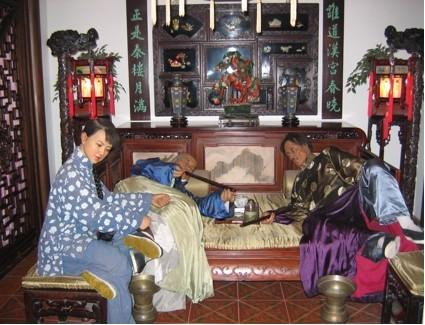 Opium Den display in the Shanghai City Museum