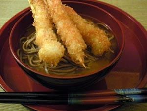 Toshikoshi Soba with Panko-Crusted Shrimp