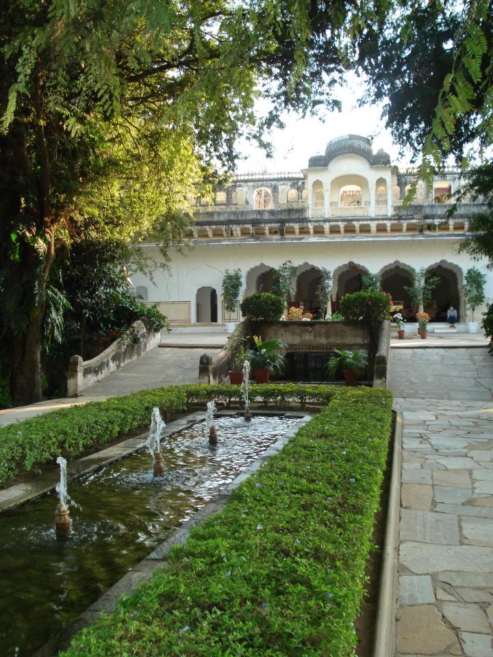 A Royal Welcome. A row of fountains, 200 feet long, lead you to the reception area of the Samode Bagh.