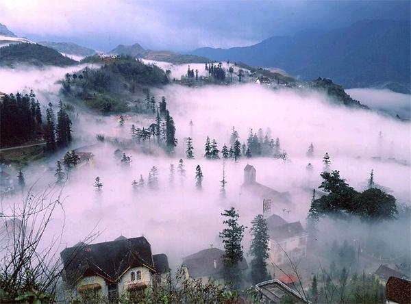 Sapa Vietnam in mist