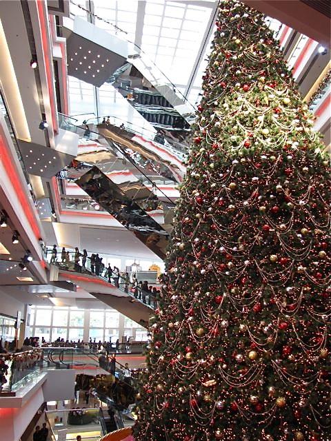 The floor to ceiling tree in a Hong Kong shopping mall
