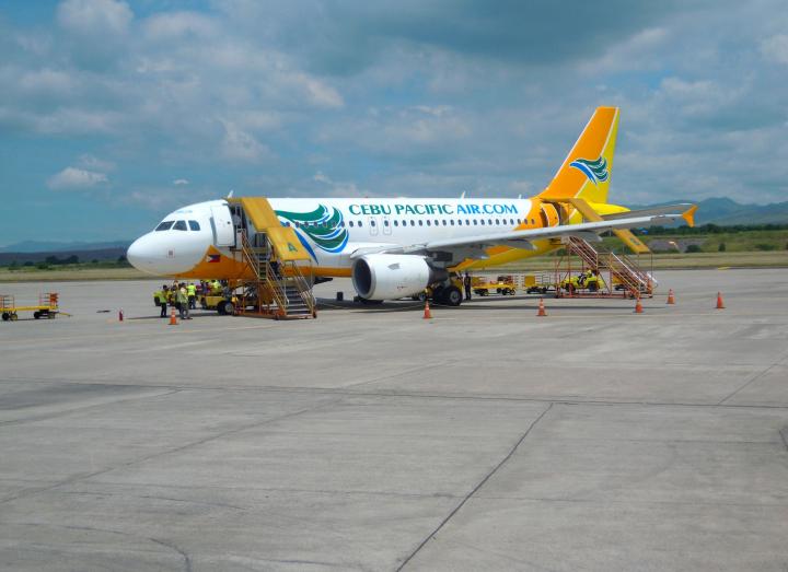 Flying with a Filipino touch. Cebu Pacific Airplane at General Santos City Airport