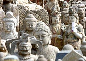Replicas of antique statues, at an antique market in Beijing.