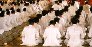 Noon service at the Cao Dai Temple, Tay Ninh, Vietnam.