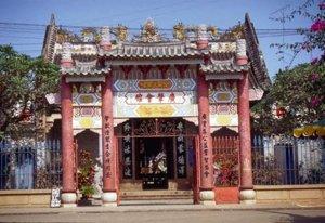Newly painted entrance to one of the family association buildings in Hoi An