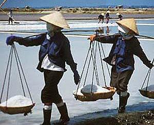 Women laborers at the saltworks around Cam Ranh Bay.