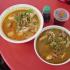 Curry seafood noodles (left) and tom yam seafood noodles (right)