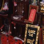 Altars and icons for sale on Shanghai Street.