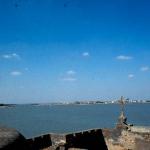 View over Diu Strait, from the old Portuguese fort. Diu Island, Gujarat, India.