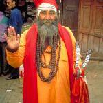 Freelance holy man, Patan. "Suddenly a wild man with long unkempt hair and bedraggled beard confronted us."