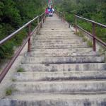 Going up the endless stairs to the peak of the Galunggung 