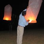 Releasing special Loy Krathong lanterns