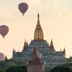 Balloons over Bagan temples, Myanmar