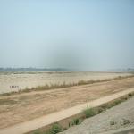 The dried up river bed of the Mekong