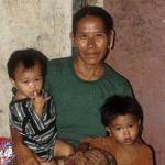 Mulu, Sarawak, Malaysia Berawan tribesman, with family