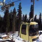 A gondola making its way from the Gulmarg resort to Kongdoori on the only existing cable-cars in Kashmir.