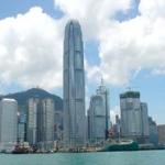 The new IFC 2 (International Finance Center) dominates the Hong Kong skyline.