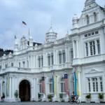 Colonial edifice on the padang, a pleasant seaside playing field and promenade.